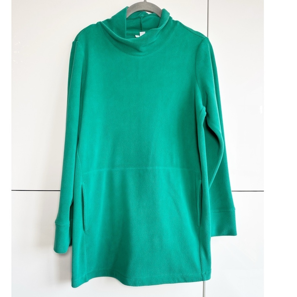 J.Jill Fit Kelly Green Fleece Pullover Mock Neck Tunic Size Small Athleisure